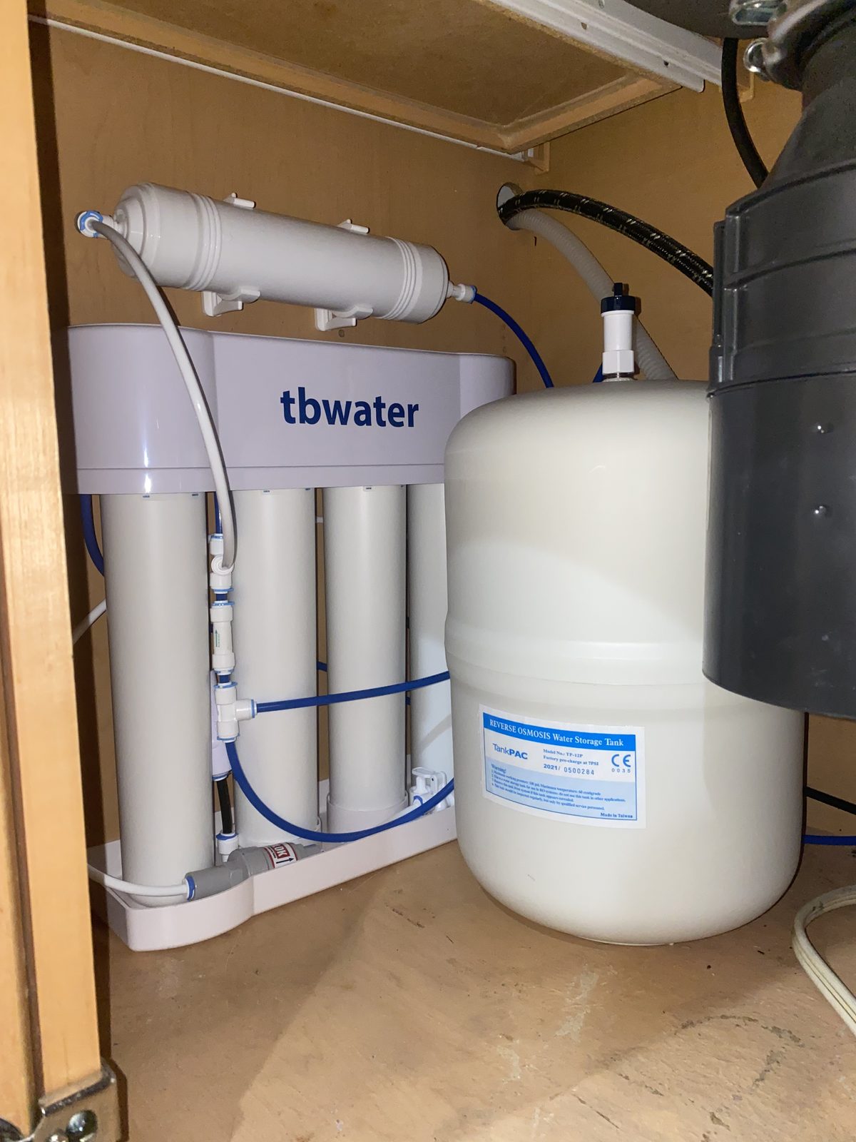 Under-sink reverse osmosis drinking water system installed by TB Water